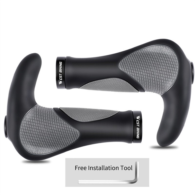 WEST BIKING Bike Grips Rubber Ergonomic Lock-on Bicycle Handlebar Bar Ends Plugs