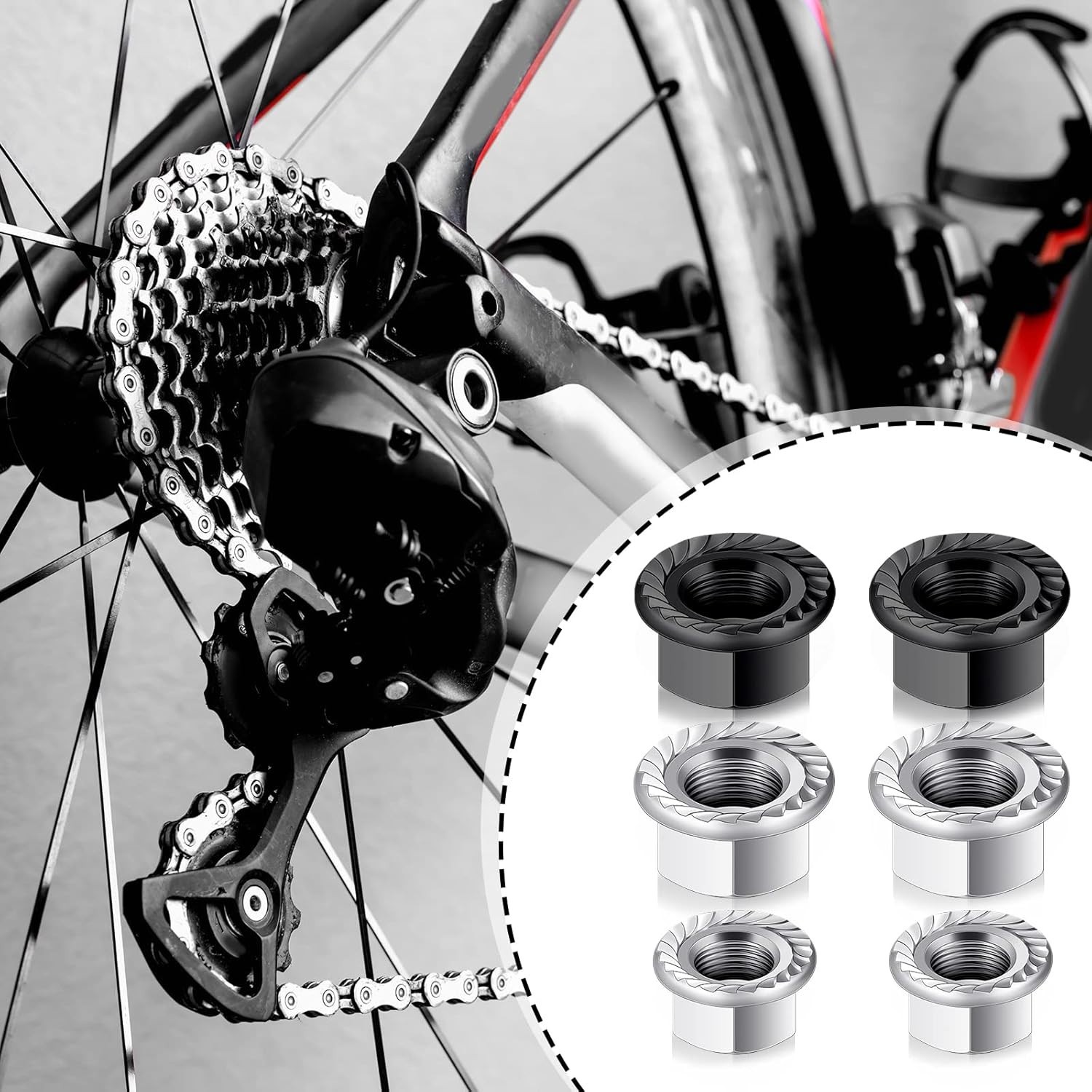 Complete Bike Hub Parts Set – 12 Pcs Axle Nuts & Safety Washers for Safe Riding