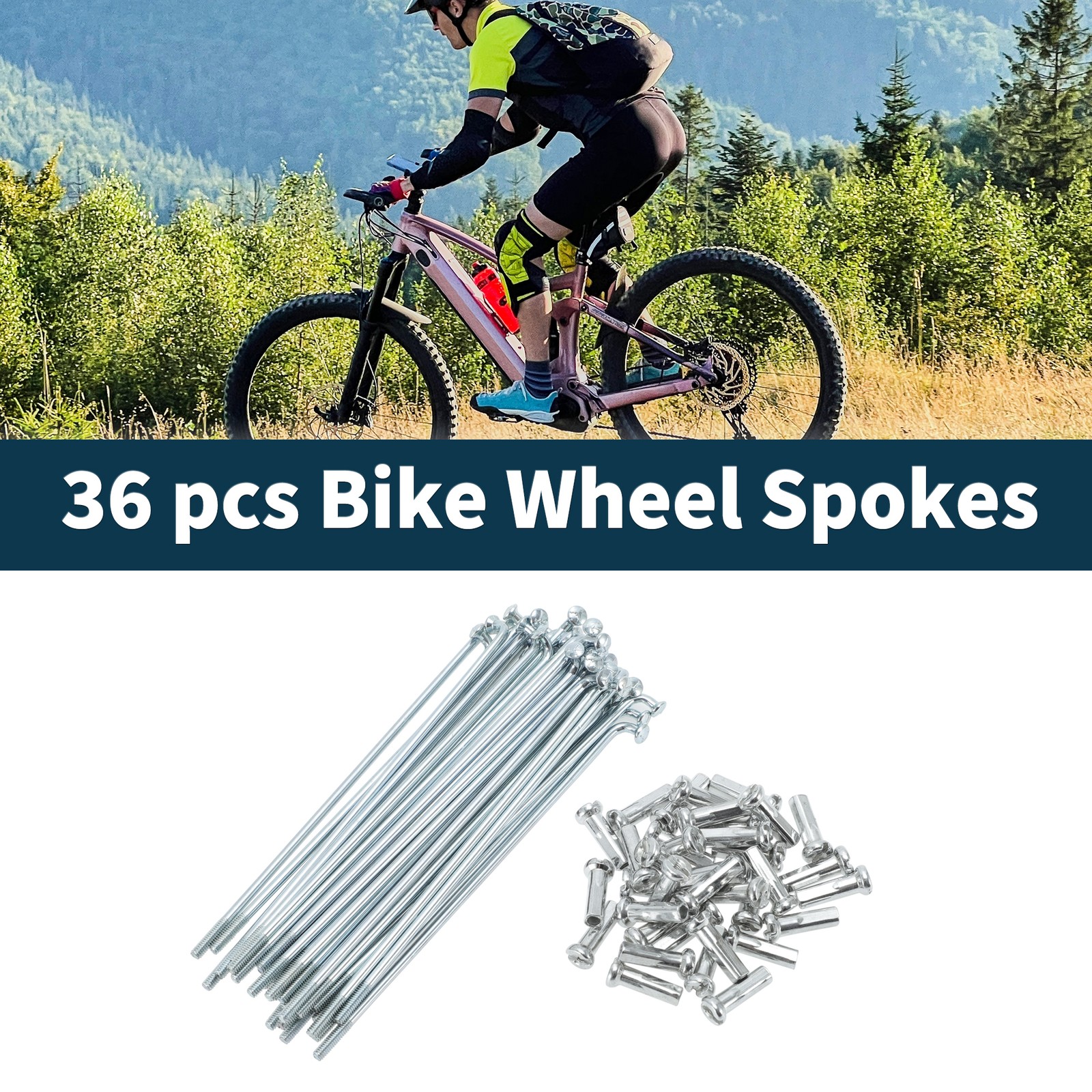 1 Set 14G 74mm Length Bicycle Spokes Nipple Carbon Steel Galvanized Universal