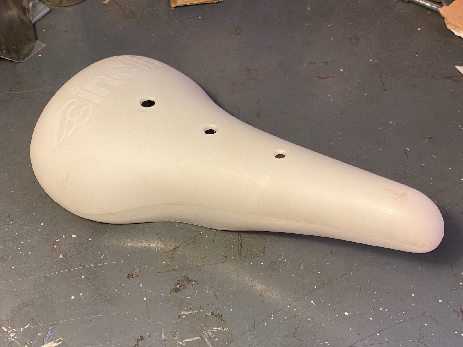 Cinelli Unicanitor Saddle Steel Rails Hard Plastic Shell White 2010 Light Use