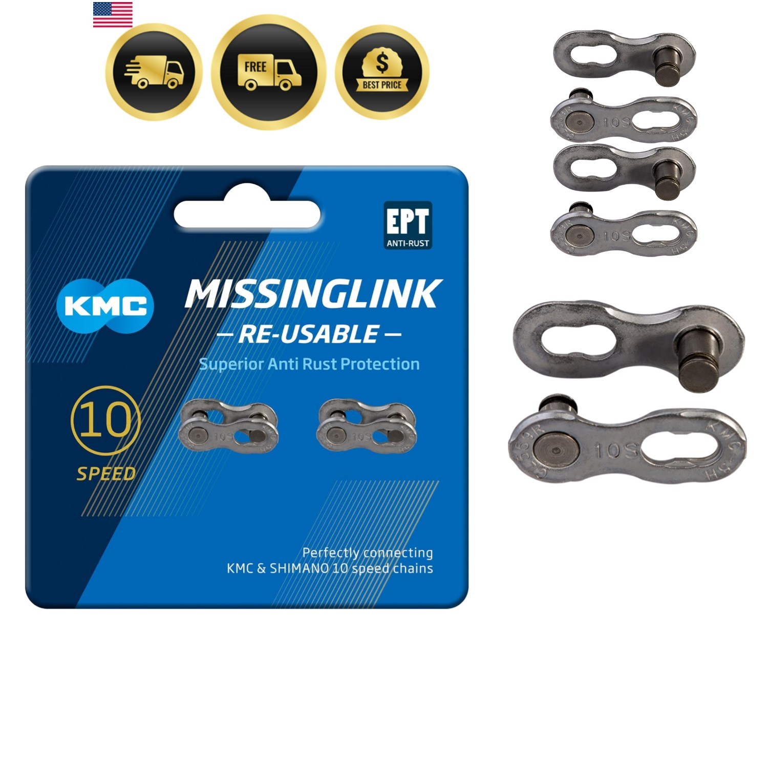 Unisex’s 10 Speed EPT MissingLink Joining Link, Dark Silver, 2 Pairs