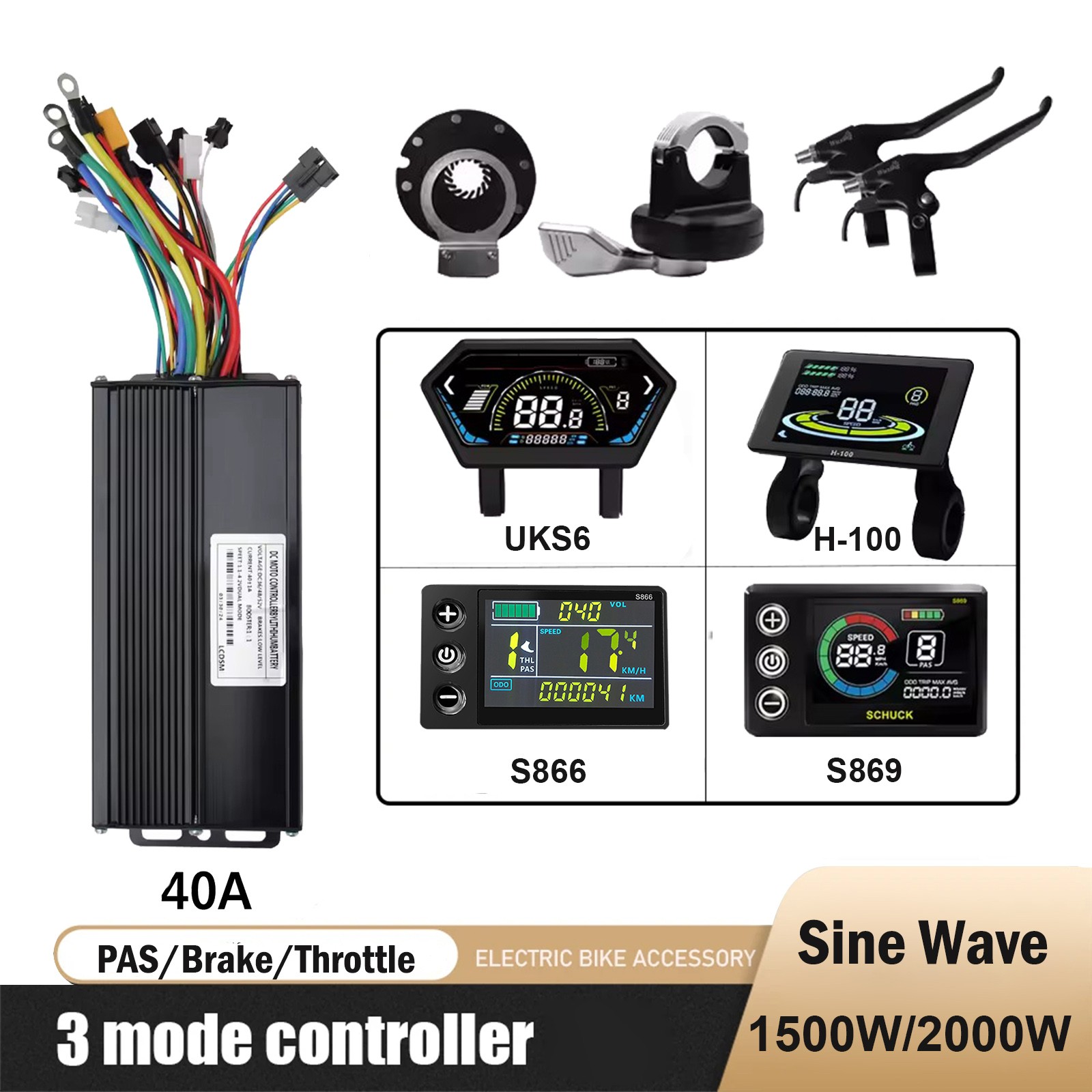 36V-52V Sine Wave Ebike Controller Kit – LCD Display + PAS Sensor