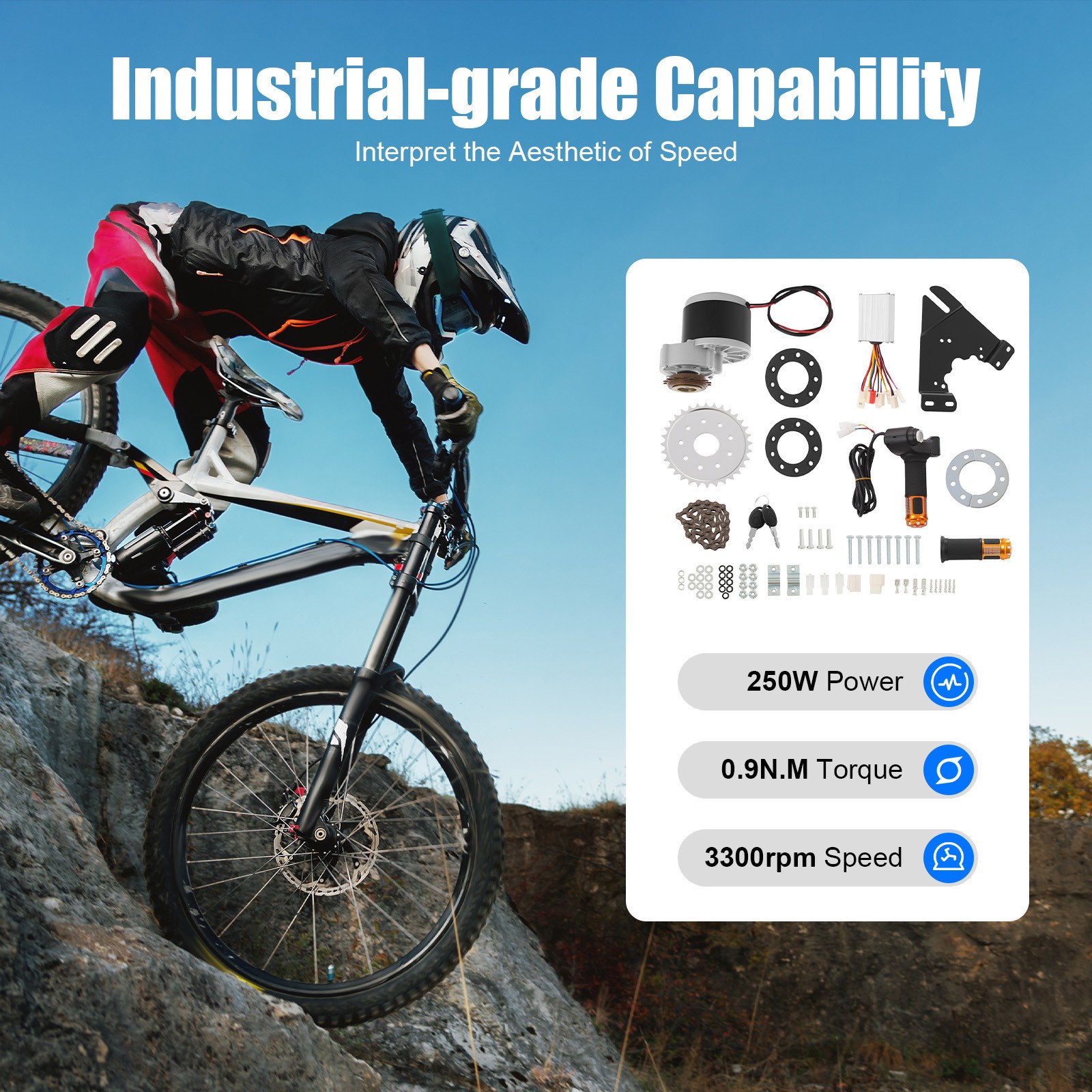 Electric Bike Conversion Kit: 24V, 250W Brushed Motor – DIY E-Bicycle Upgrade