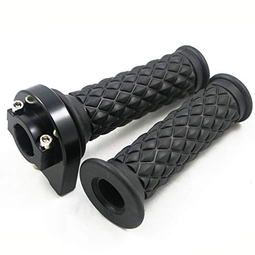 Yibid Motorcycle 7/8″ Handlebar Antiskid Rubber Hand Black + Throttle tube