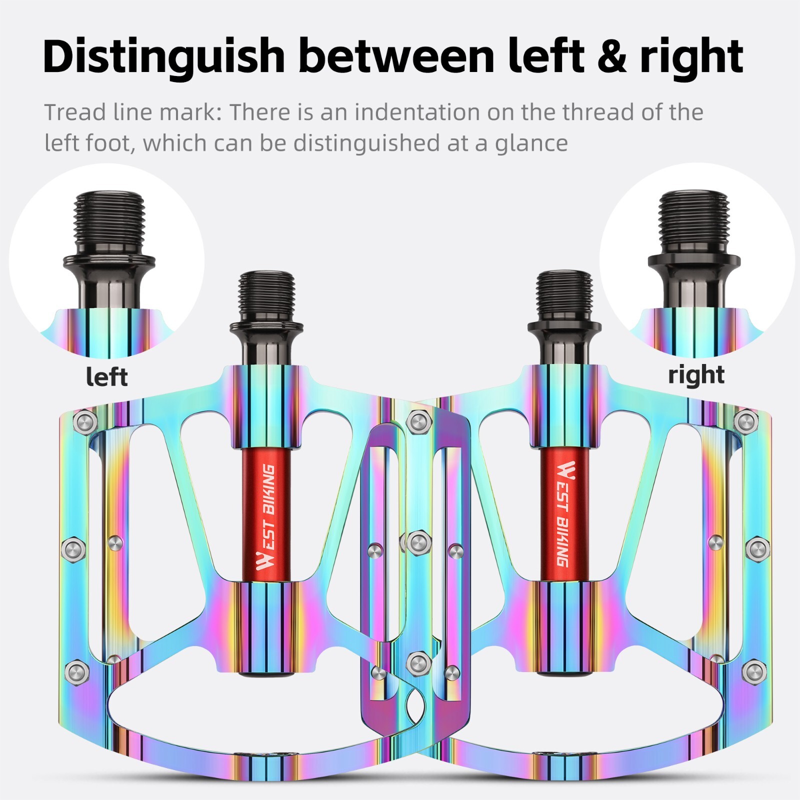 WEST BIKING Colorful 3 Sealed Bearings 9/16″ Road MTB Bike Flat Platform Pedals
