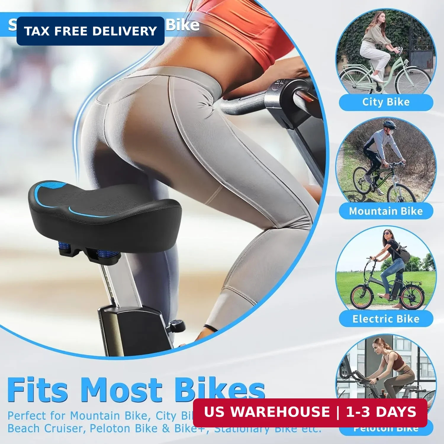 CDYWD Noseless Oversized Bike Seat for Men Women Comfort, Extra Wide Padded Bicy