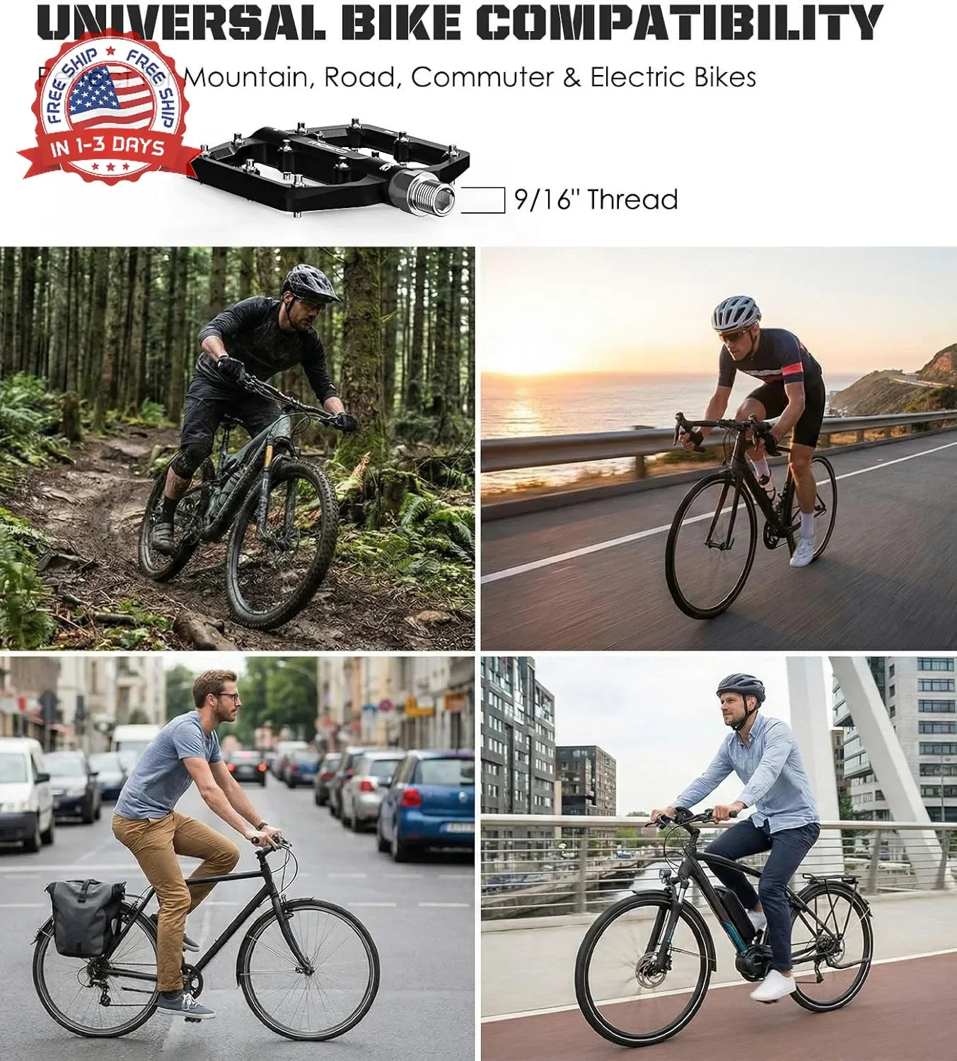 MoKo Mountain Bike & MTB Flat Pedals, Lightweight CNC Machined Aluminum Bicycle