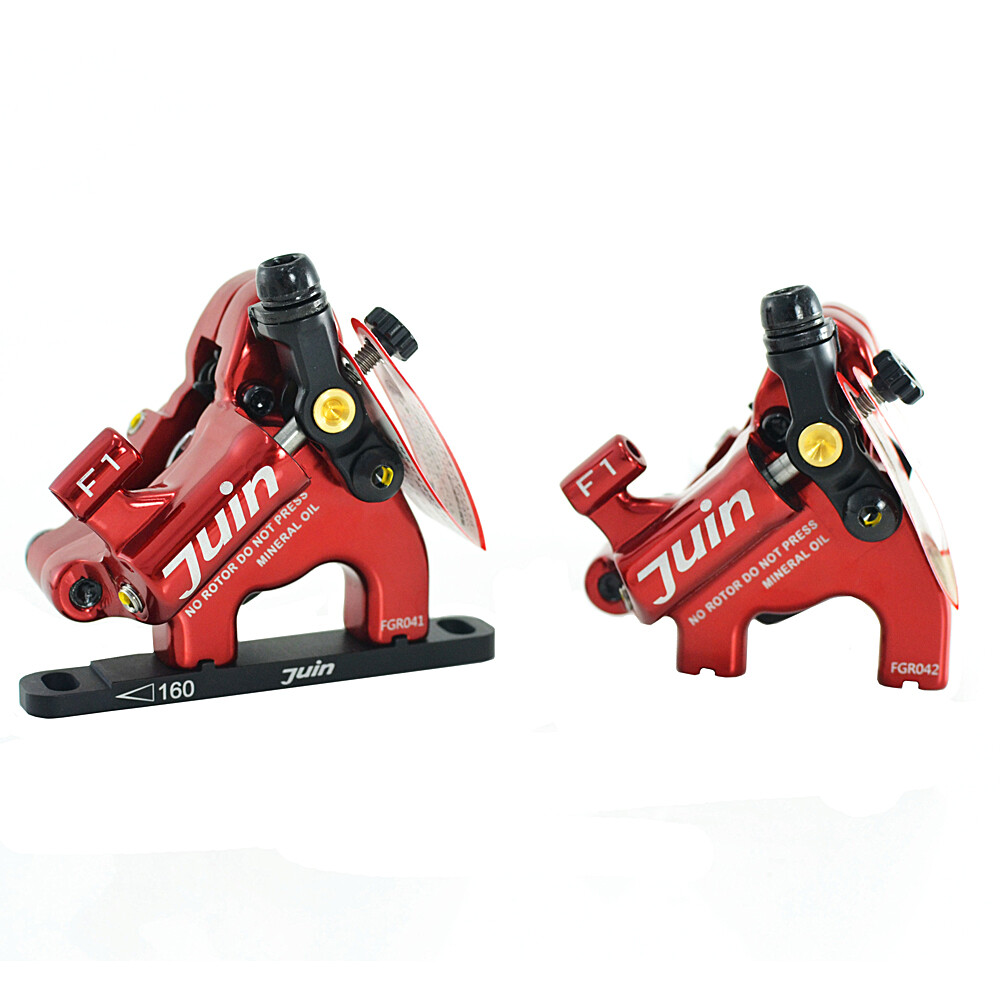 JUIN TECH F1 Hydraulic Flat mount Road CX Disc Brake set 160mm w/ Rotor ,Red