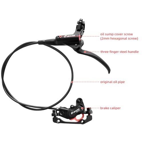 Z00M HB876 4-Pistons Hydraulic Disc Brake Set, MTB Hydraulic Front Brake-Black