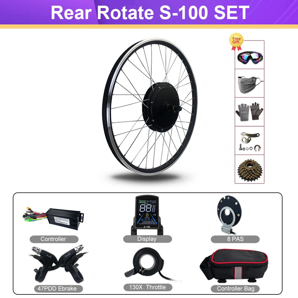 48V 1000W Electric Bike Conversion Rear Rotate Hub Motor Wheel Drop Out 135mm
