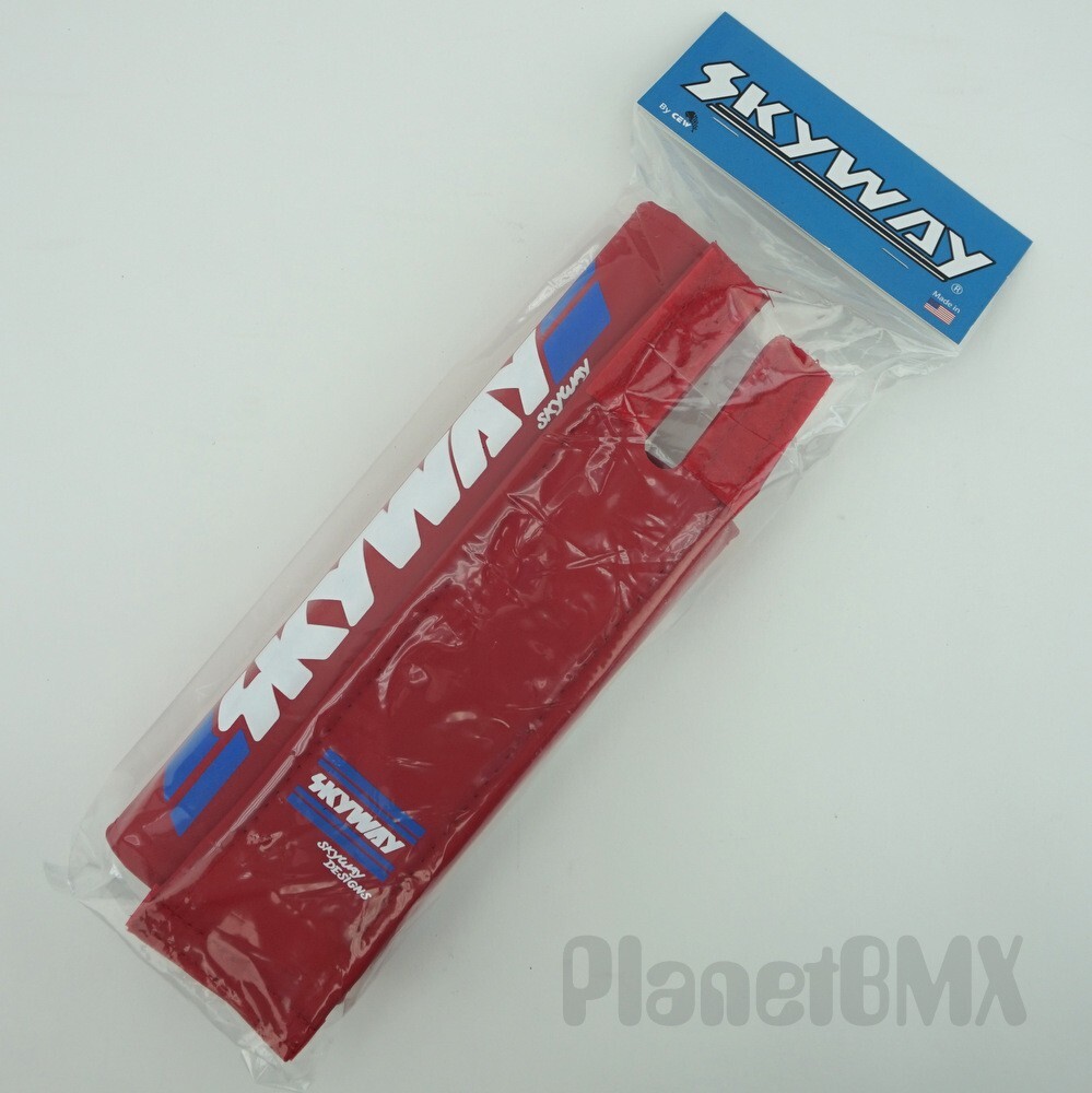 Skyway BMX 3-piece PADSET in RED / WHITE Logo safety pads NEW Flite USA T/A