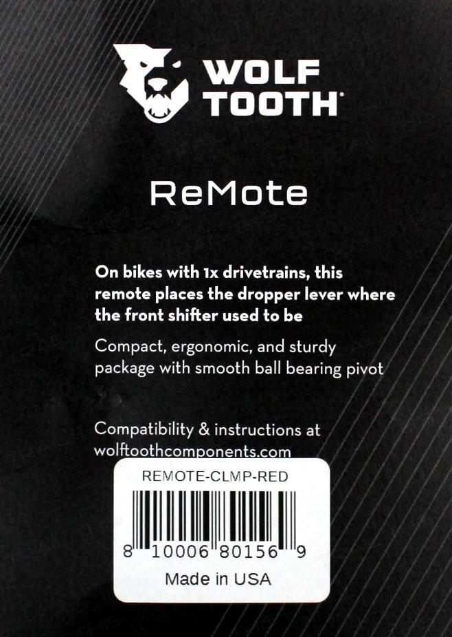 Wolf Tooth Standard ReMote Lever 22.2mm Clamp for Bike Dropper Seatpost – Red