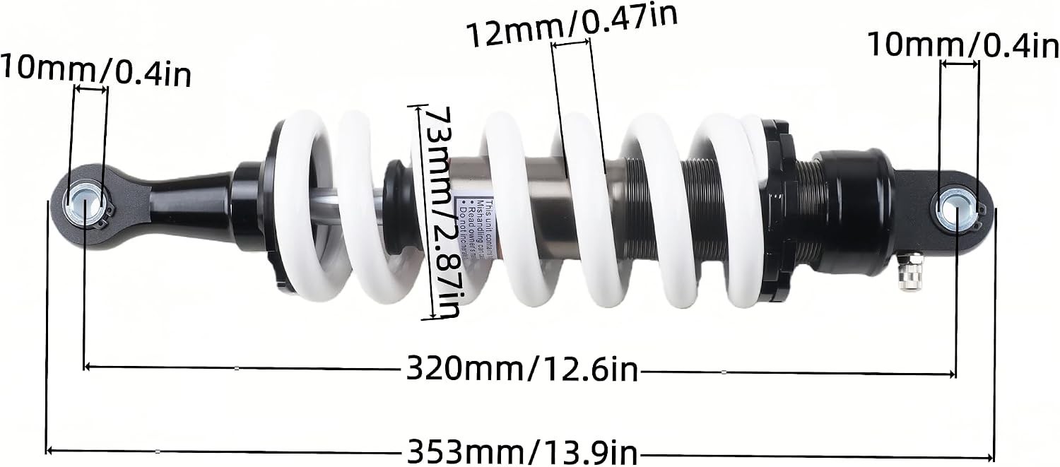 320mm 12.6″ Rear Shock Absorber 12mm Heavy Duty Spring Suspension 84