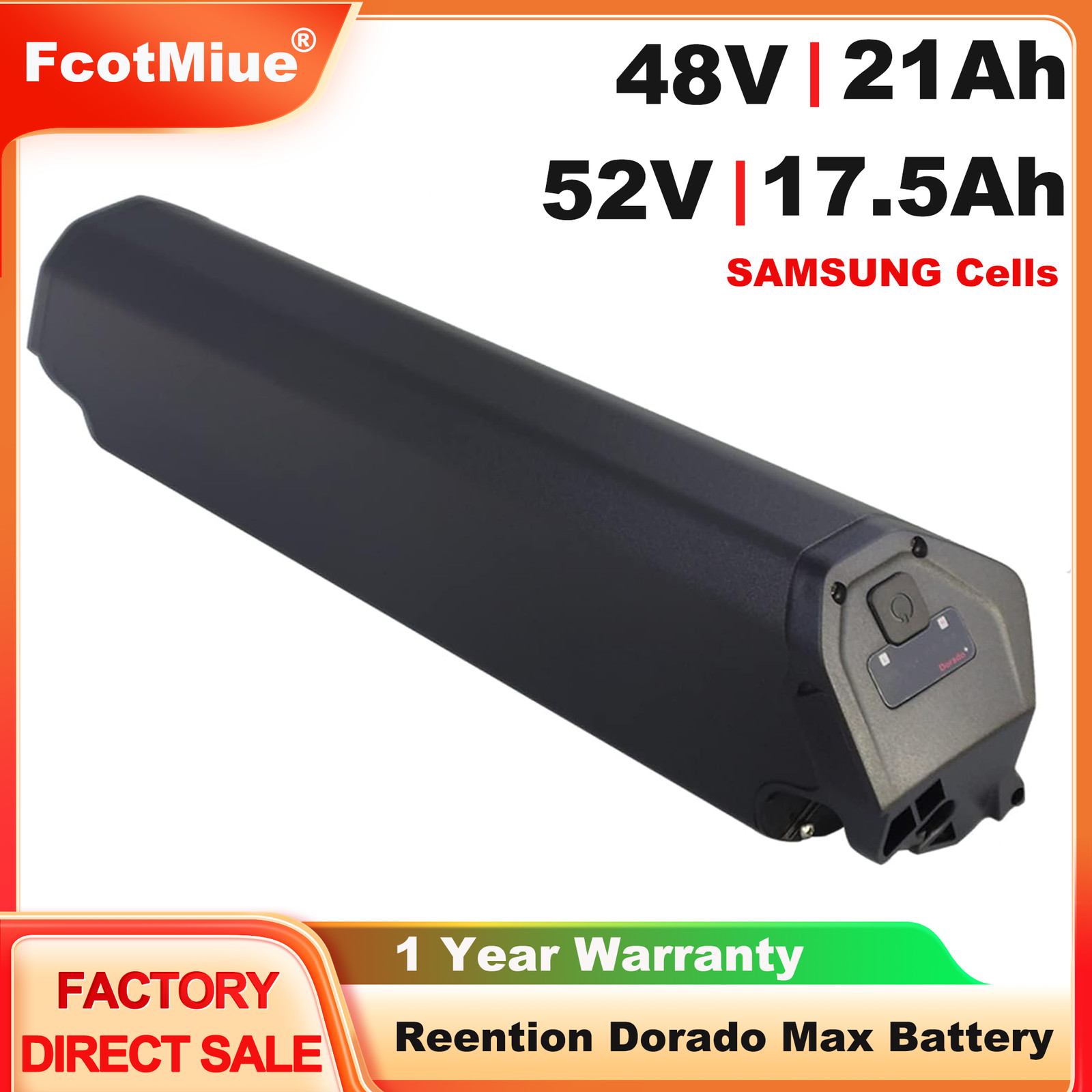 48V 21Ah Reention Dorado Max Battery 52V 17.5Ah for Magnumbike Cruiser Metro