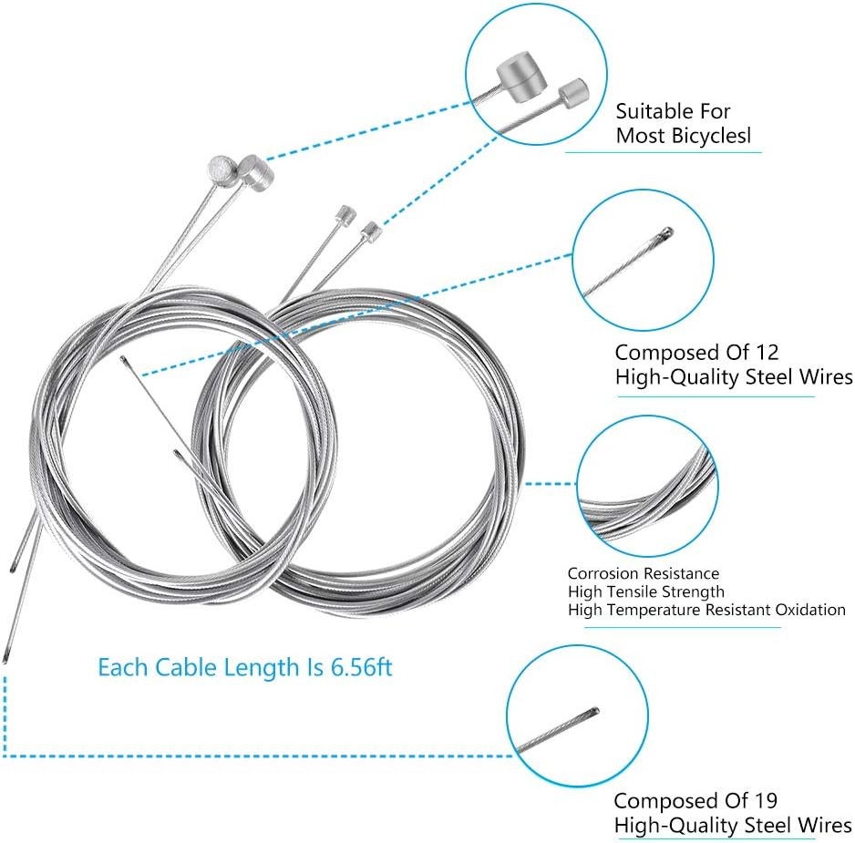 Bike Brake Cable Shifter Cable, Bicycle Gear Cable Wire for Mountain Bike, Bike