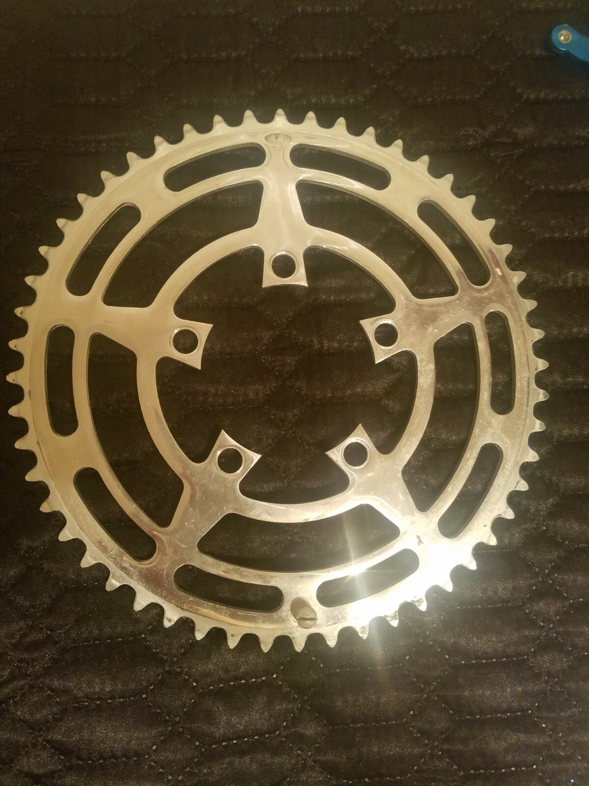 [C] VINTAGE STRONGLIGHT 5 BOLT 86 BCD 52T CHAIN RING – SILVER