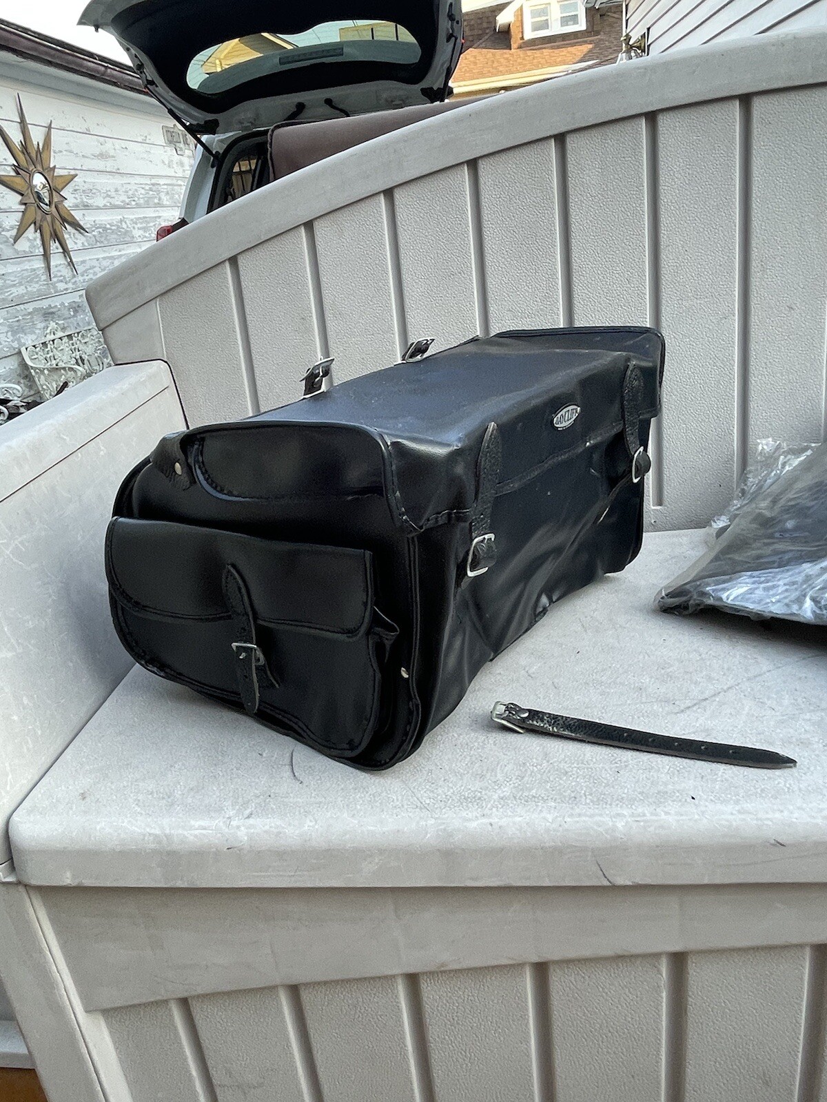 Pair Of New Old Stock Baycliff England Made Rare Black Vinyl Bicycle Saddle Bag