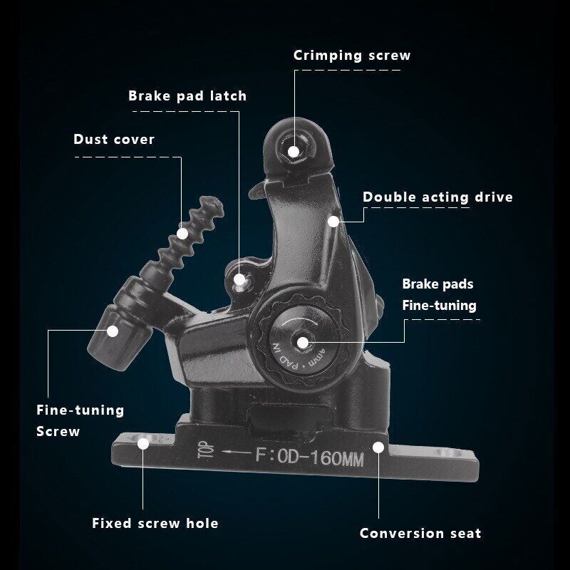 Racework Road Bike 2-Sides Bicycle Disc Caliper Flat Mount Mechanical Disc Brake