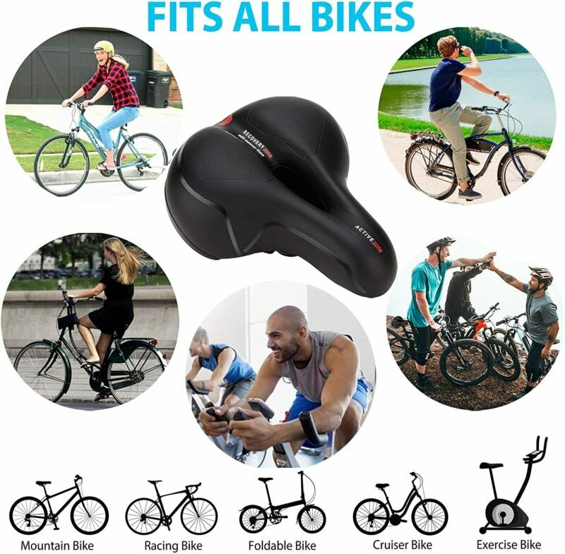 Comfort Bike Seat Cushion Soft Gel Extra Wide Big Bum Bicycle Saddle Pad Sporty
