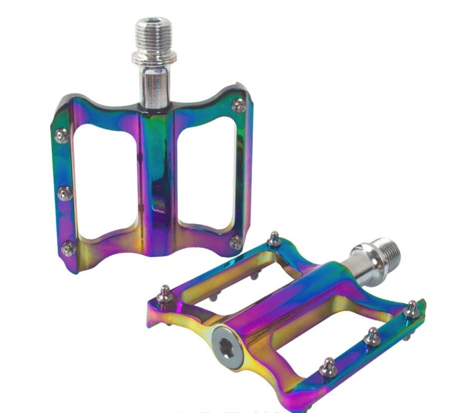 Anodized ano oil slick platform pedals flat BMX mountain bike 9/16″ oilslick S