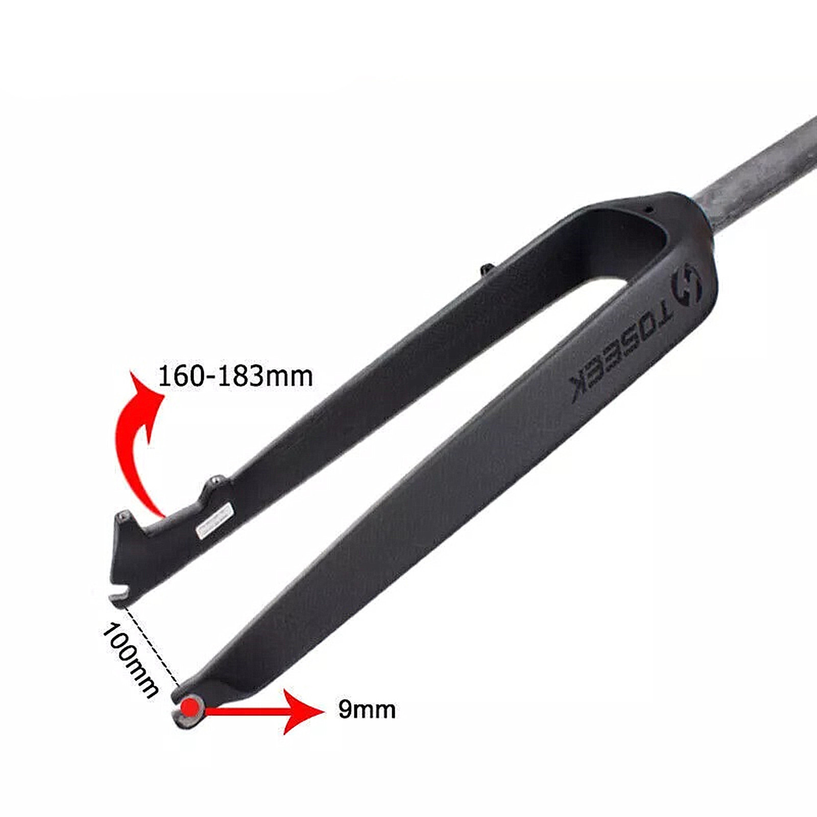 Tossek 1-1/8″ Full Carbon MTB Rigid Fork Disc Brake Straight Tube 26″/27.5″/29″