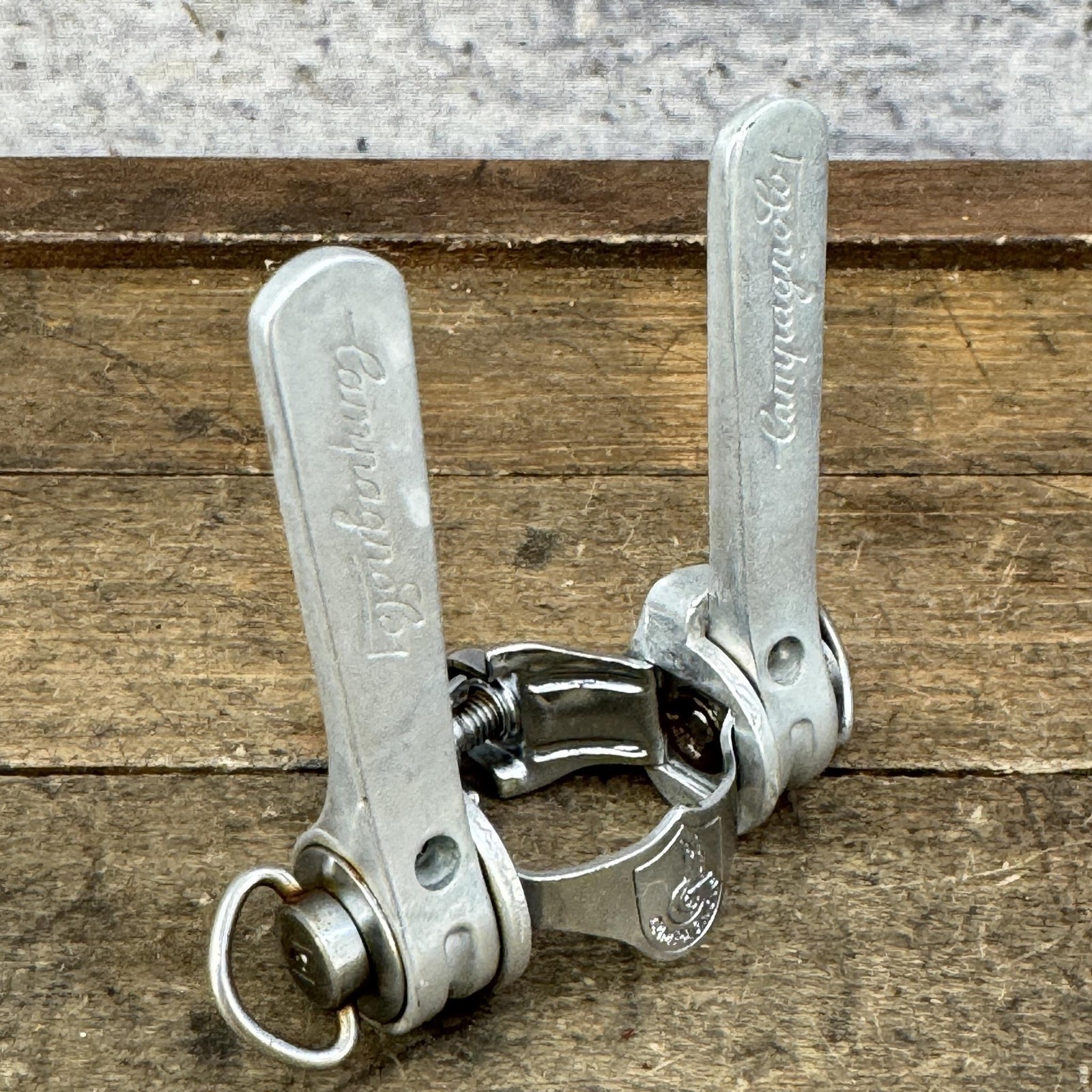 Vintage Campagnolo Wings Down Tube Friction Shifter Set Clamp Script Shift