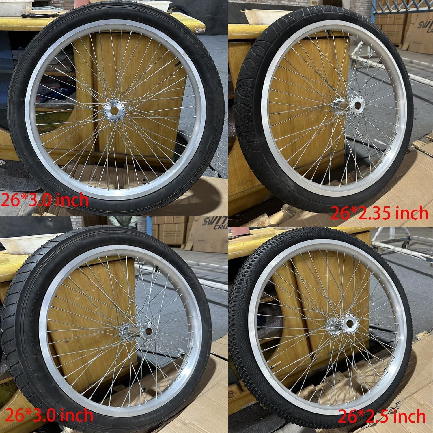 26*3.5″ Spoke Wheelset, Double Layer Alum Rim, 26″ Fat Tire Fork & Headset