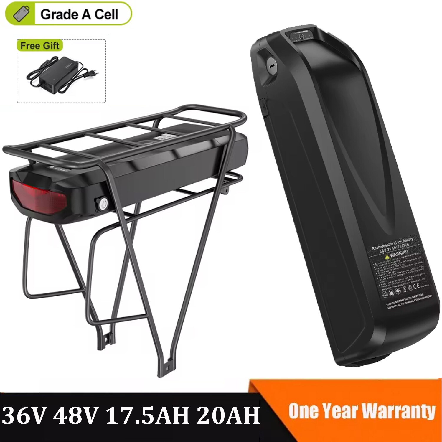 52V 48V Electric Bicycle Ebike Li-oin Battery Rechargeable for 200W-1920W Ebike