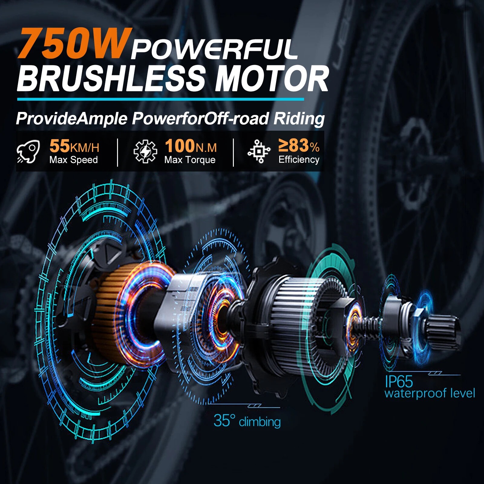 48V 750W E-bike Conversion Kit Rear Brushless Hub Motor Wheel Dropout 142mm