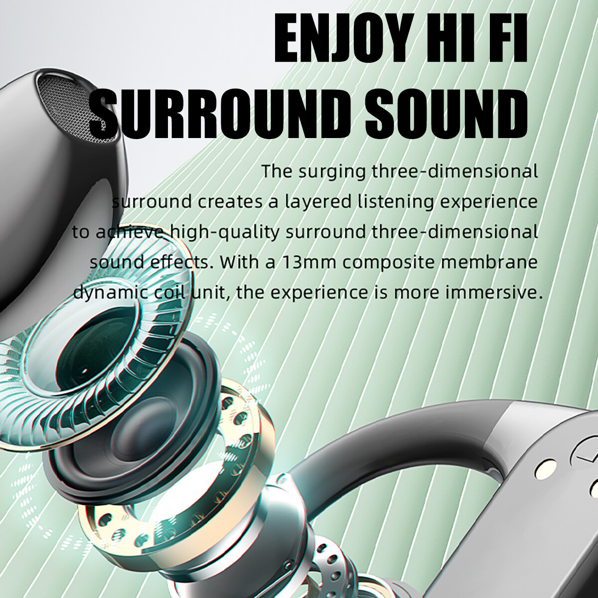Wireless Bluetooth 5.0 Headset TWS Earphones Earbuds Stereo Headphones Ear Hook