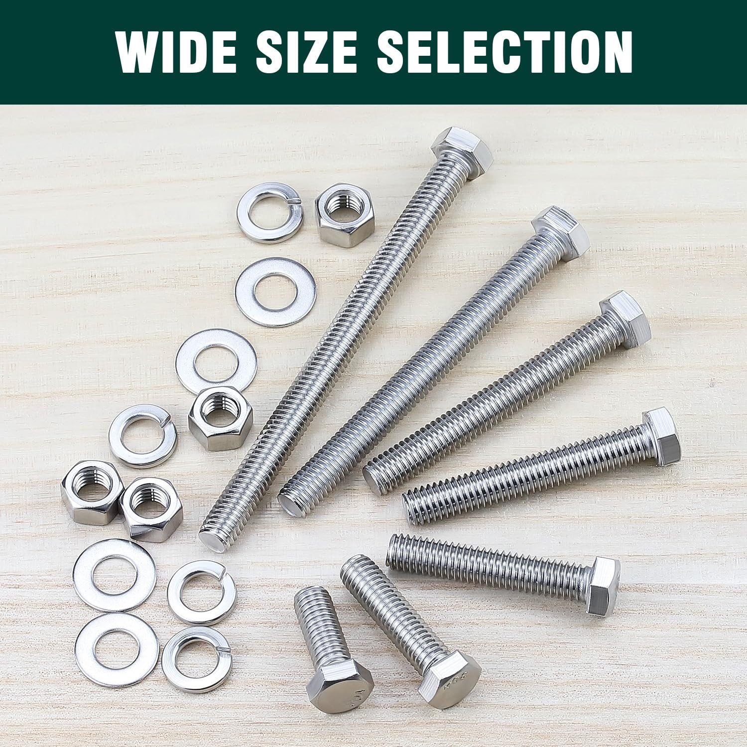 (10 Sets) 1/4-20 x 2 Hex Bolt and Nut Kit, 304 Stainless Steel (18-8), Fully …