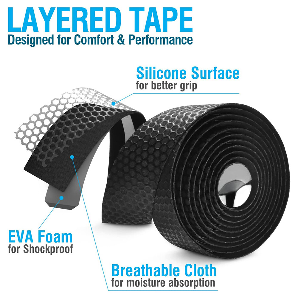 2Pcs Road Bike Bicycle Handlebar Tapes Drop Grip Bar Wrap Silicone Soft Cycling