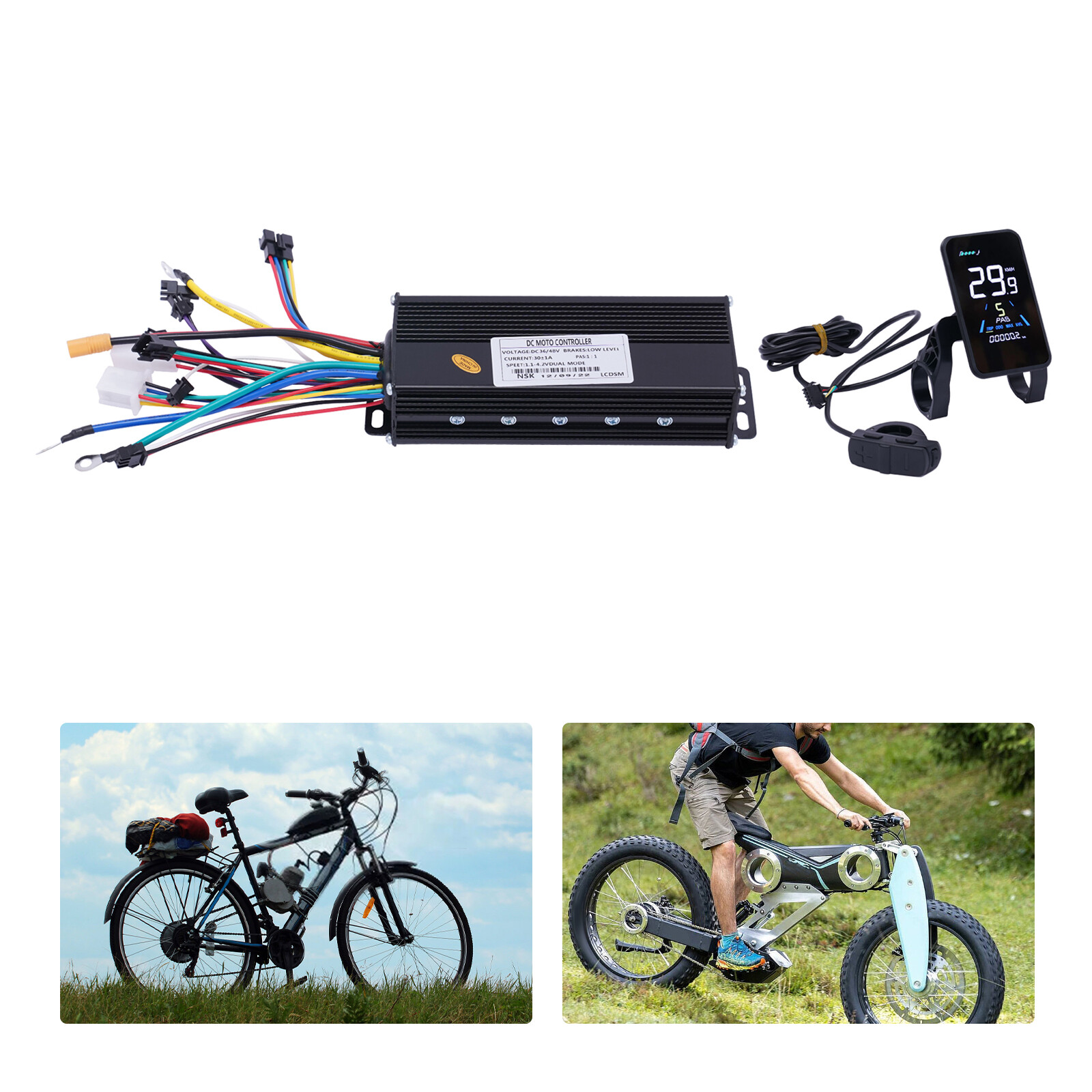1200W 48V Electric Bicycle eBike Scooter Brushless Controller Kit LCD Display