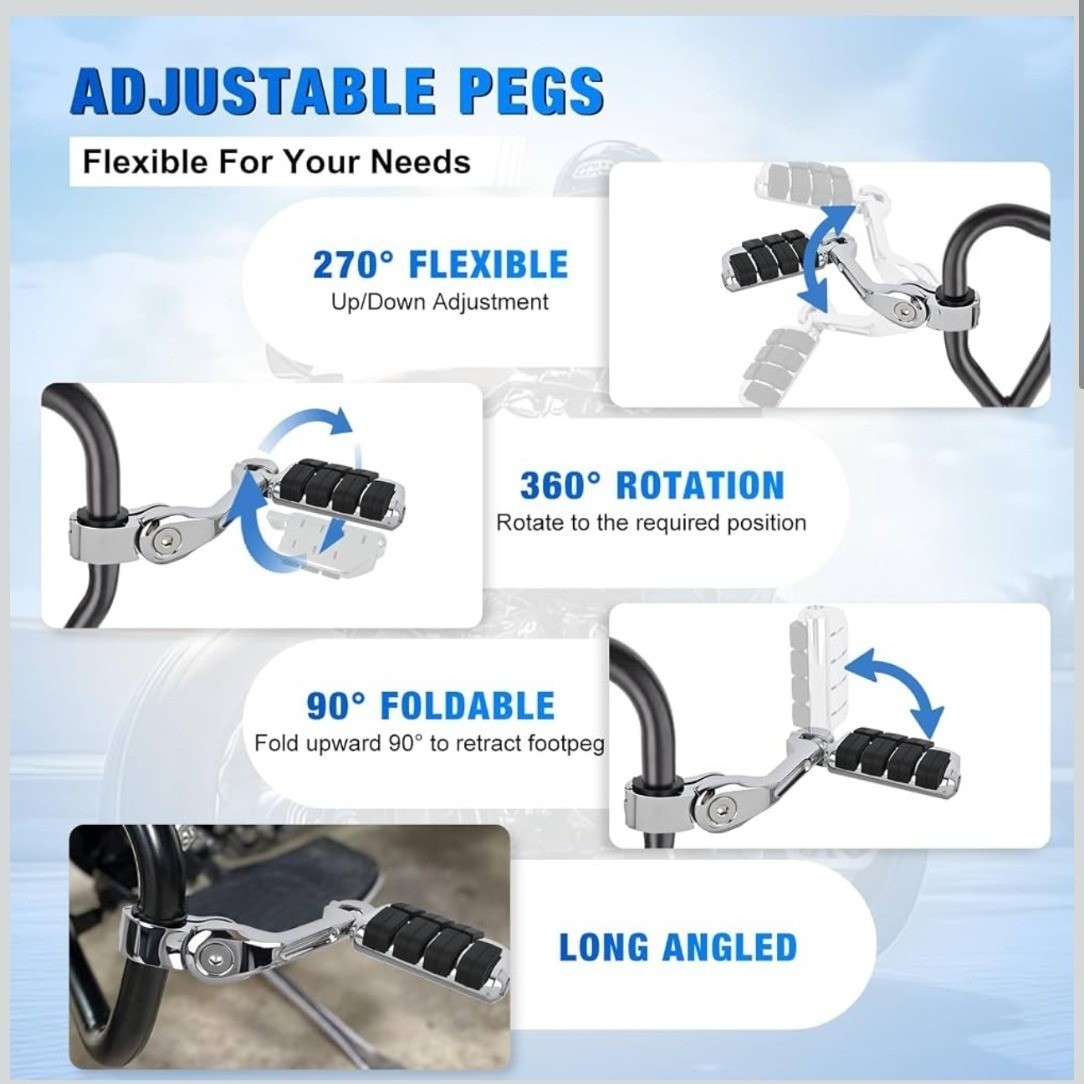 1-1/4″ 1.25″ Motorcycle Highway Crash Bar Foot Pegs Fit For Harley Touring