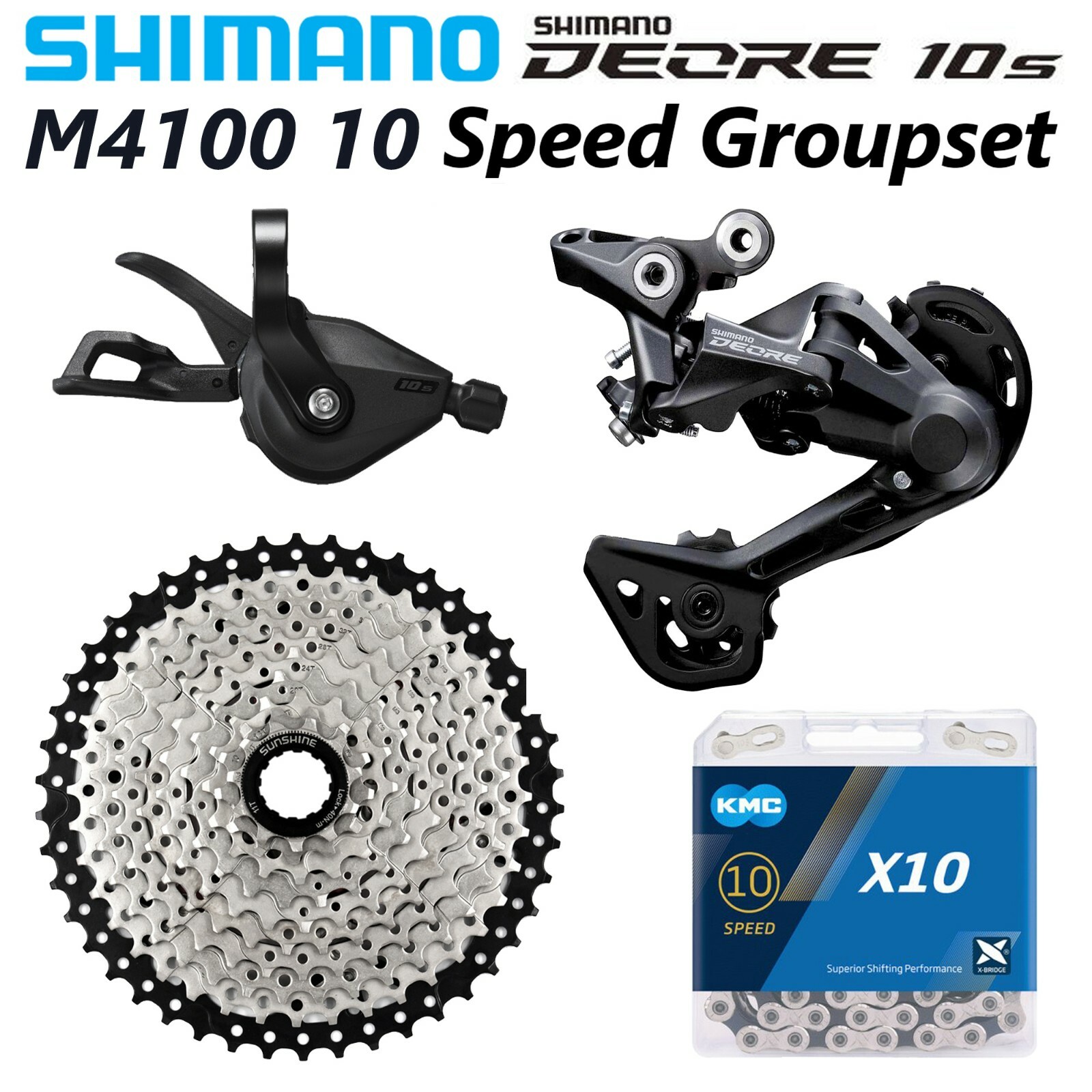 SHIMANO DEORE M4100 1×10 Speed MTB Groupset 42T/46T 10S group KMC X10 CHAIN