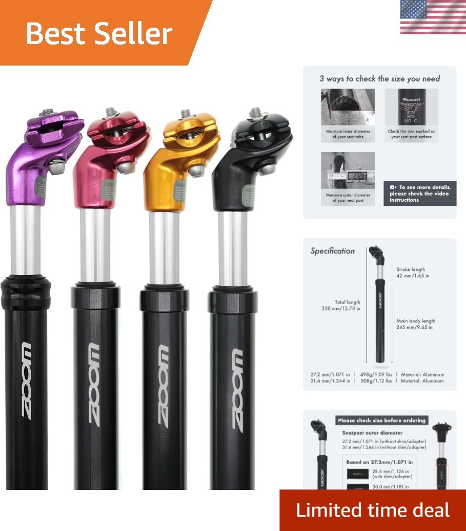 DJC Bike Suspension Seatpost Shock Absorber Damper Post 27.2 30.9 31.6 mm, Li…