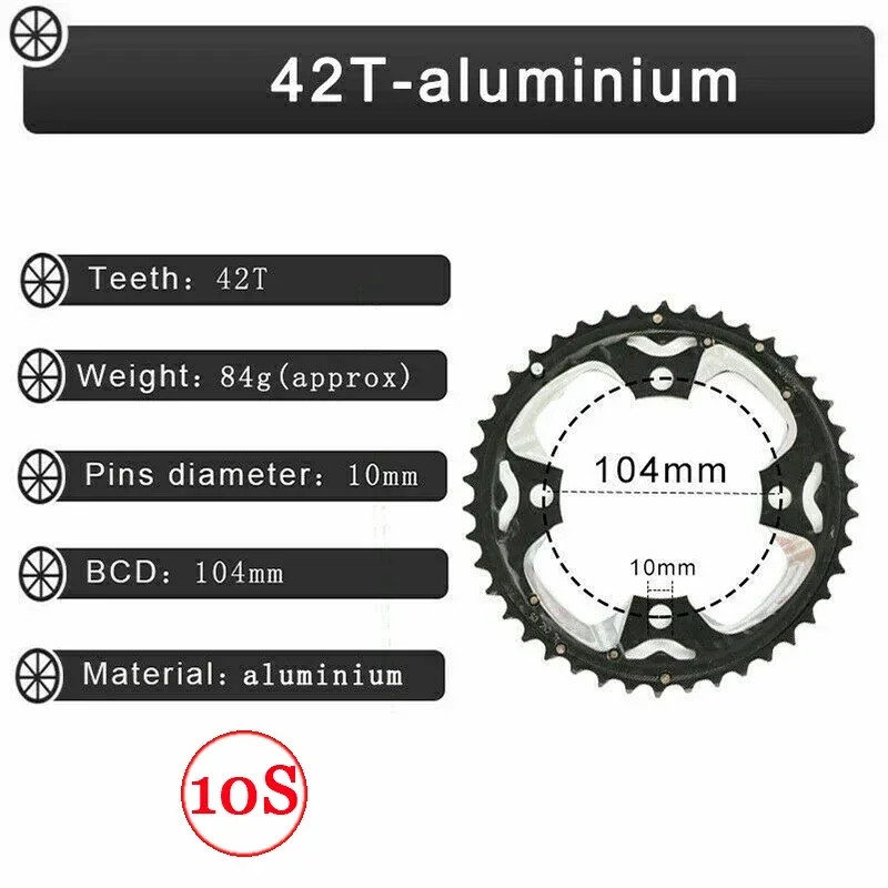 Bicycle Chainring 104/64BCD MTB Chainwheel 24T 26T 28T 32T 38T 42T 44T Double/Tr