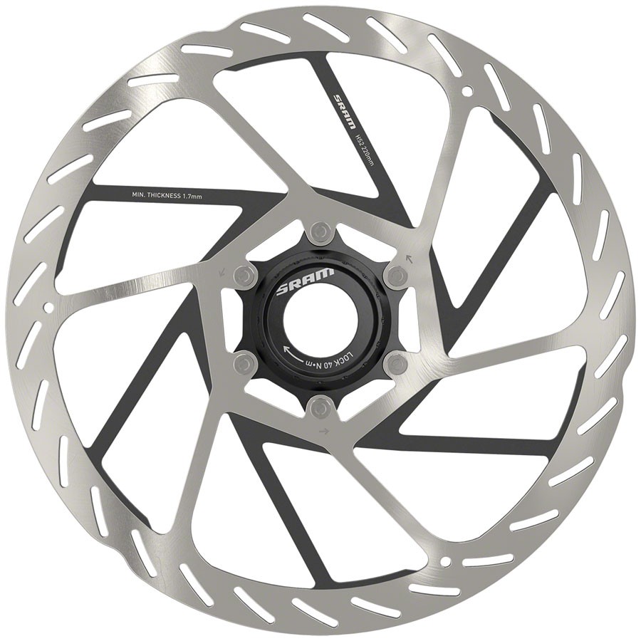 SRAM HS2 Disc Brake Rotor – 220mm, Center Lock, Rounded, Silver/Black