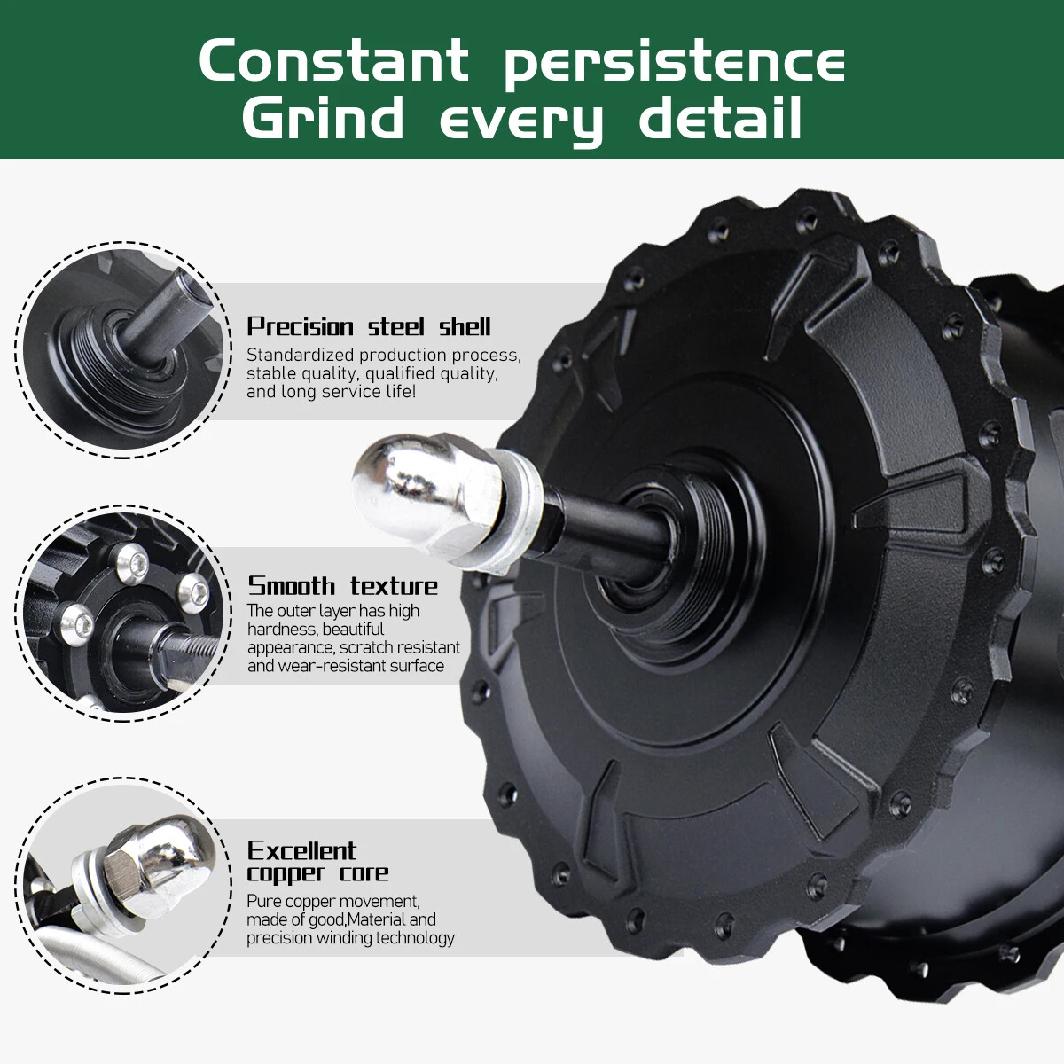 48V 1000W 20 24 26in Snow Fat E-bike Rear Brushless Hub Motor Dropout 170-175mm