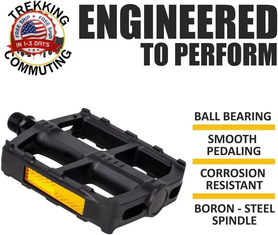 BV Bike Pedal – Universal Fit Bicycle Pedals 9/16″ Compatible, Non-Slip & Durabl