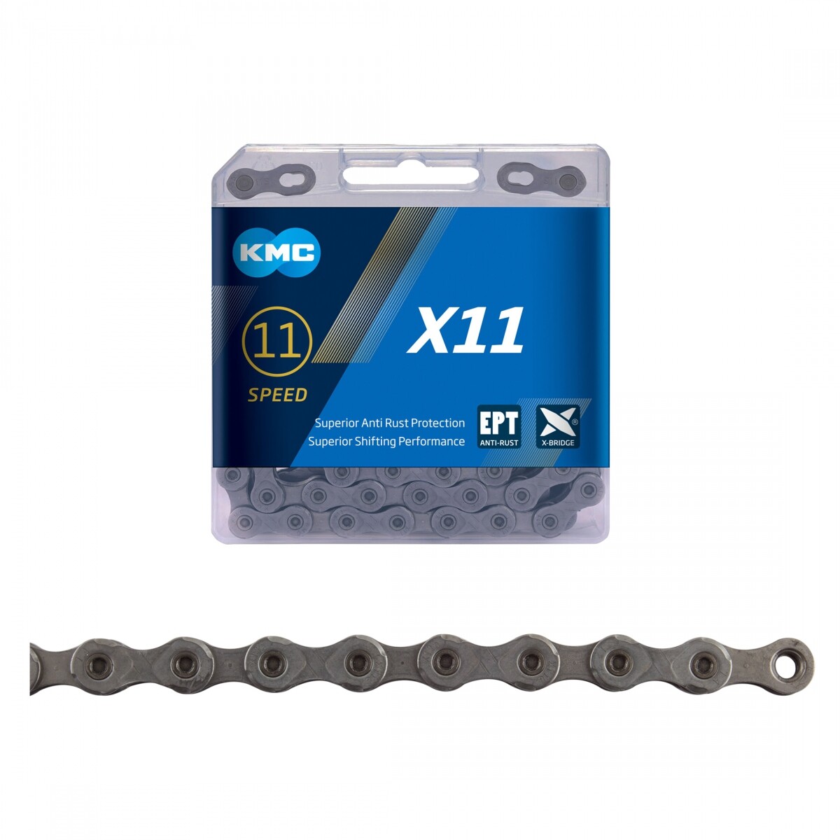 KMC e11 Turbo EPT eBike Chain 126 Links Gray Anti-Rust EcoPro Teq Coated