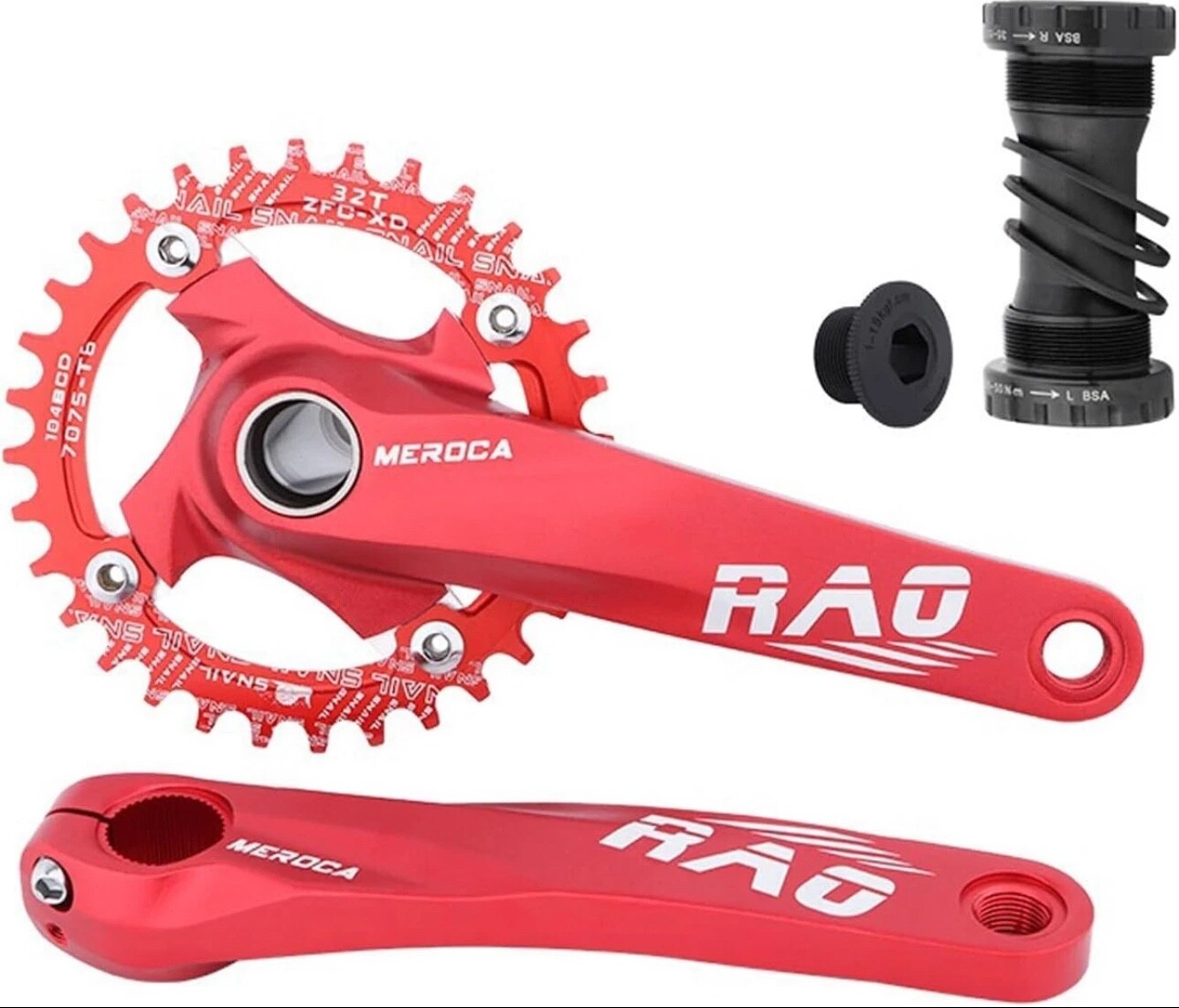 170mm Mountain Bike Hollow Integrated Crankset With 104BCD Cahinring – Red