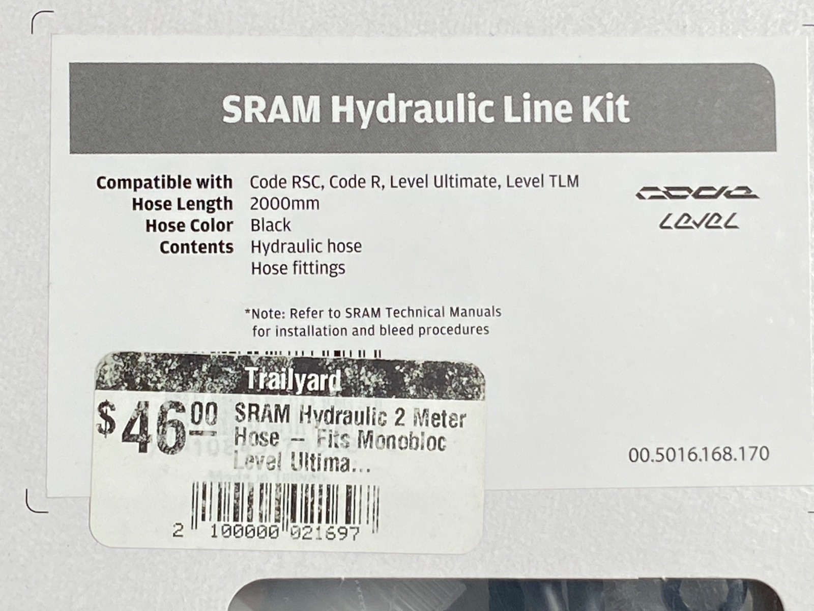 NEW SRAM Hydraulic Line Kit (2000mm), Code RSC/R, Level Ultimate/TLM