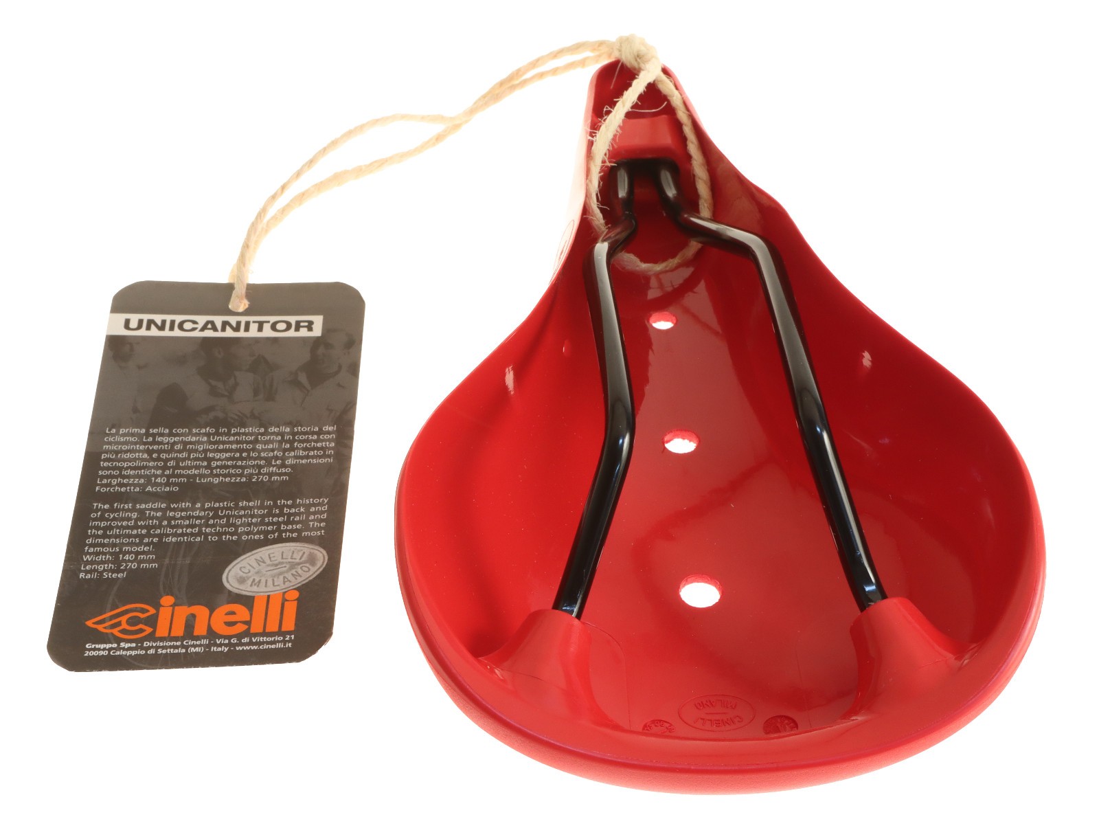 Cinelli Unicanitor Saddle Steel Rails Hard Plastic Shell Red 2012 NEW NOS