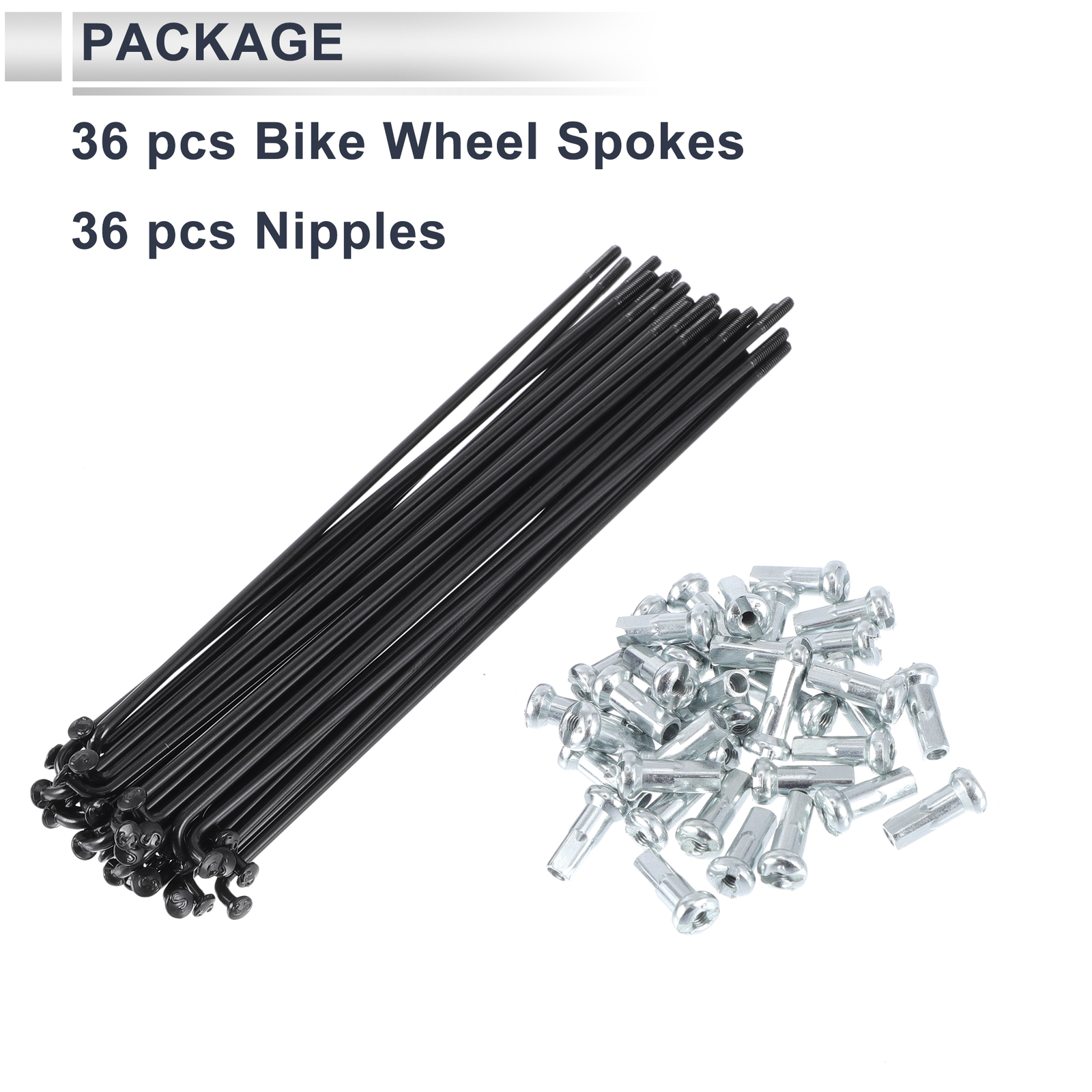 1 Set 13G 139mm Length Bicycle Spokes Nipple 45 Steel Black Universal