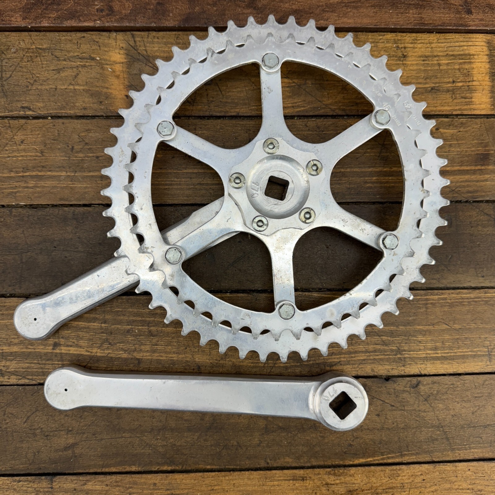 Vintage TA Crank Set 170 mm FRENCH Double 5 Arm 1970s France Eroica 130 BCD