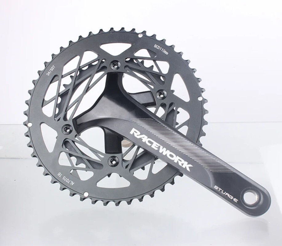 Road Bike Crankset 170MM Hollowtech Crank Arms with Double Round Chainrings BB