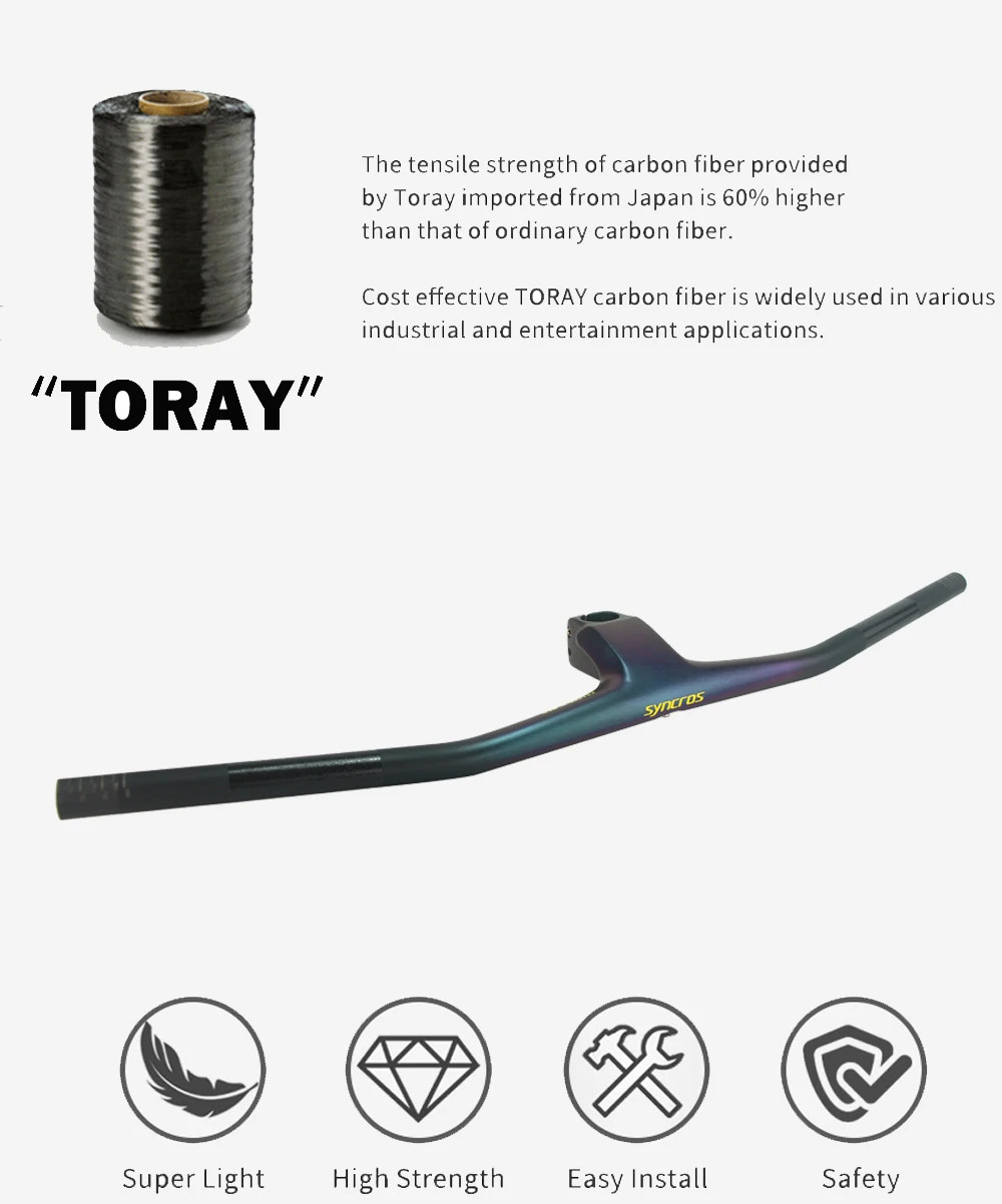 -20° Full Carbon Fiber MTB Bicycle Integrated Cockpit Handlebar 740mm 760mm
