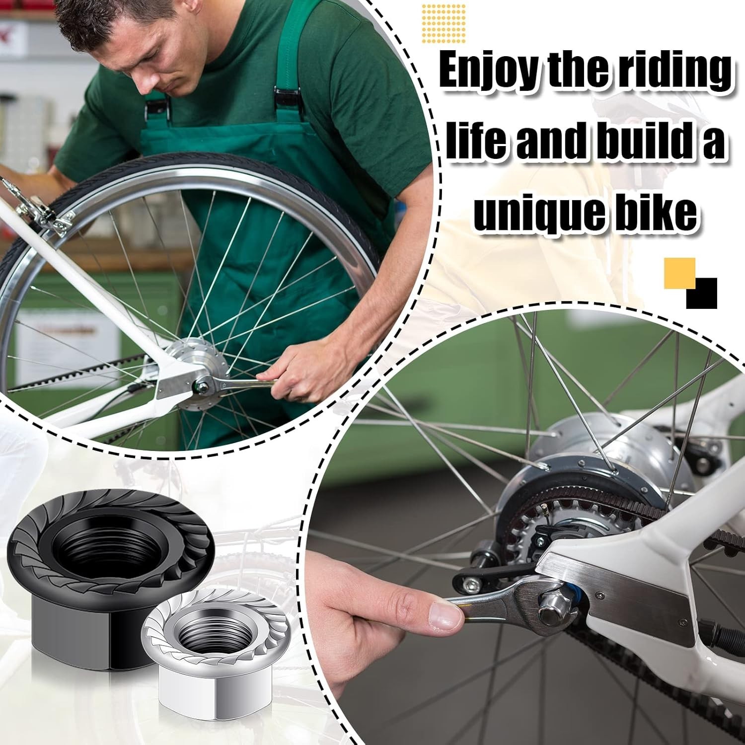 Complete Bike Hub Parts Set – 12 Pcs Axle Nuts & Safety Washers for Safe Riding