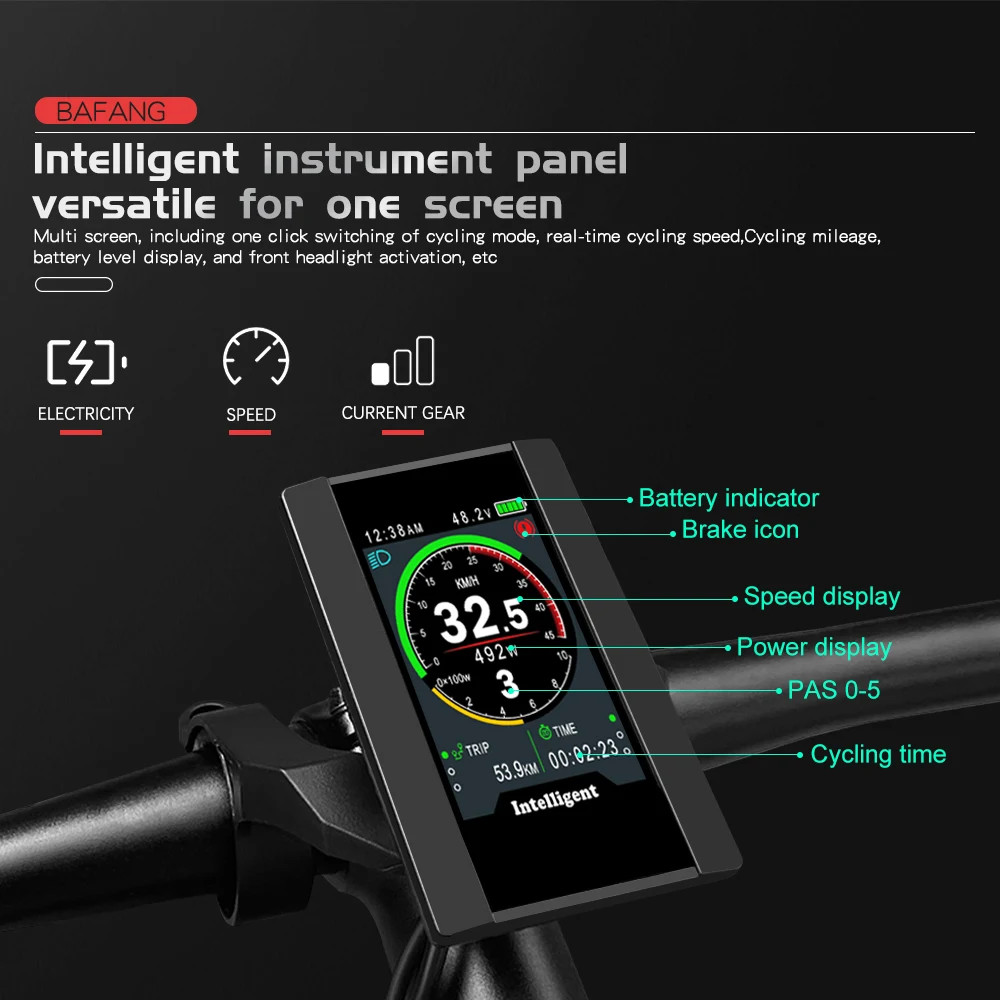 Electric Bicycle 850C LCD Display Applicable To Mid Motor 36V 48V 52V 60V